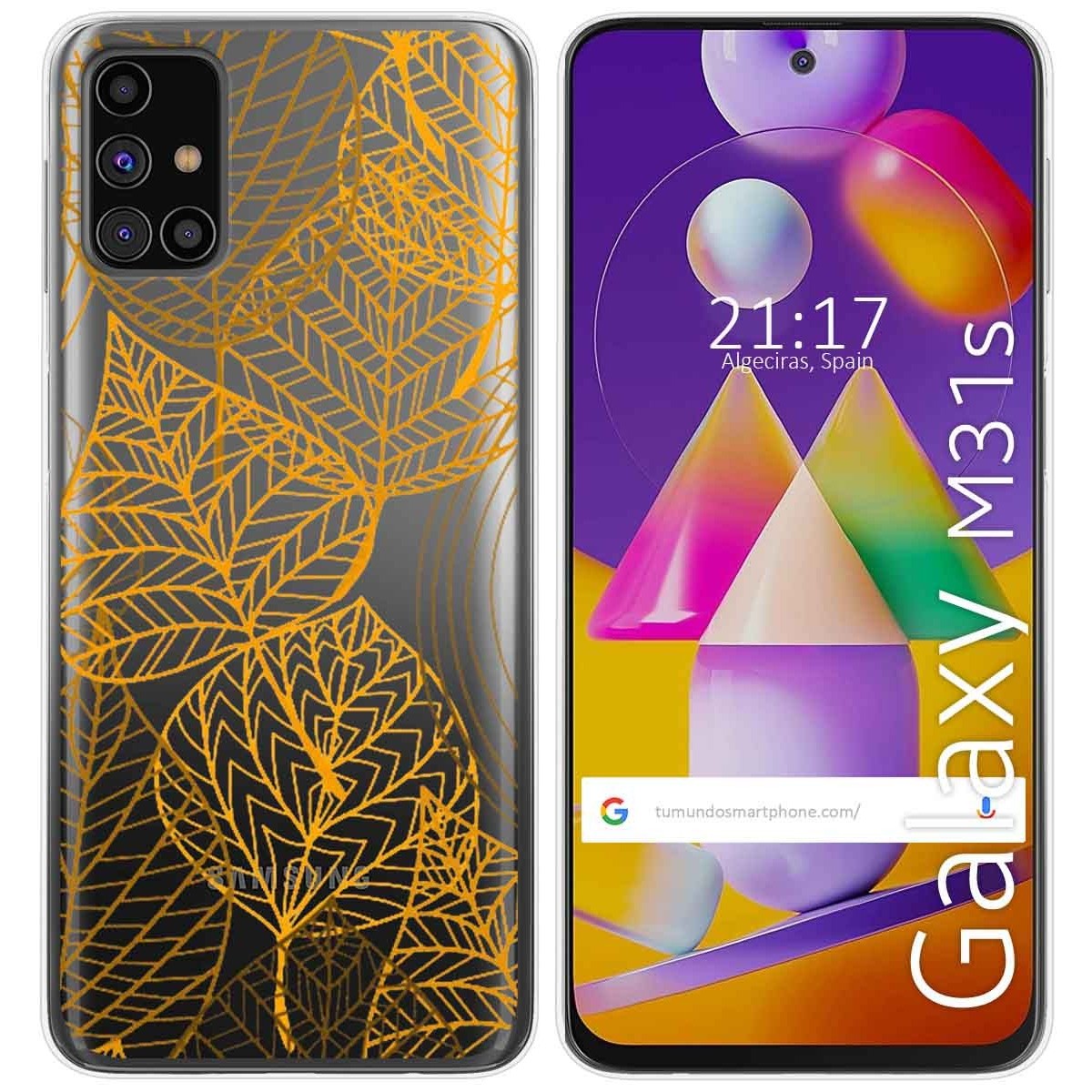 Funda Gel Transparente para Samsung Galaxy M31s diseño Hojas Dibujos