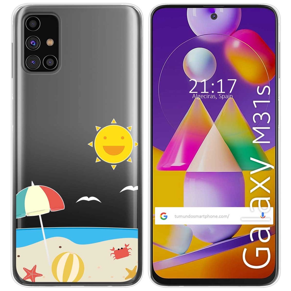 Funda Gel Transparente para Samsung Galaxy M31s diseño Playa Dibujos