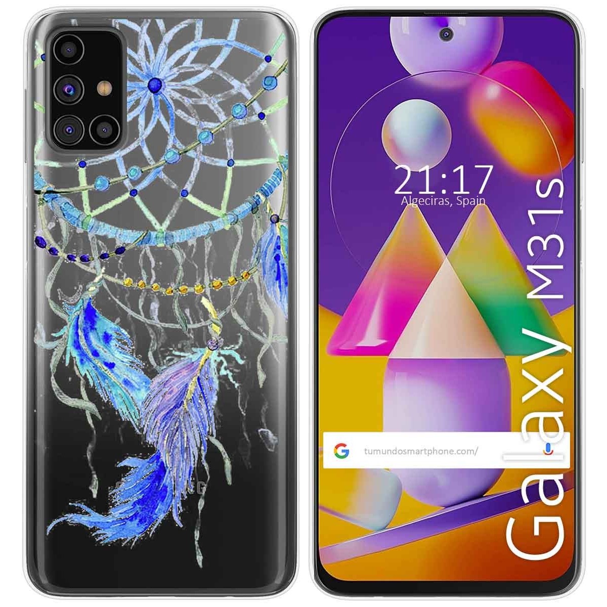 Funda Gel Transparente para Samsung Galaxy M31s diseño Plumas Dibujos