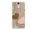 Funda Gel Tpu para Oukitel K6000 / K6000 Pro Diseño Corazones Madera Dibujos