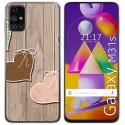 Funda Gel Tpu para Samsung Galaxy M31s diseño Corazones Madera Dibujos
