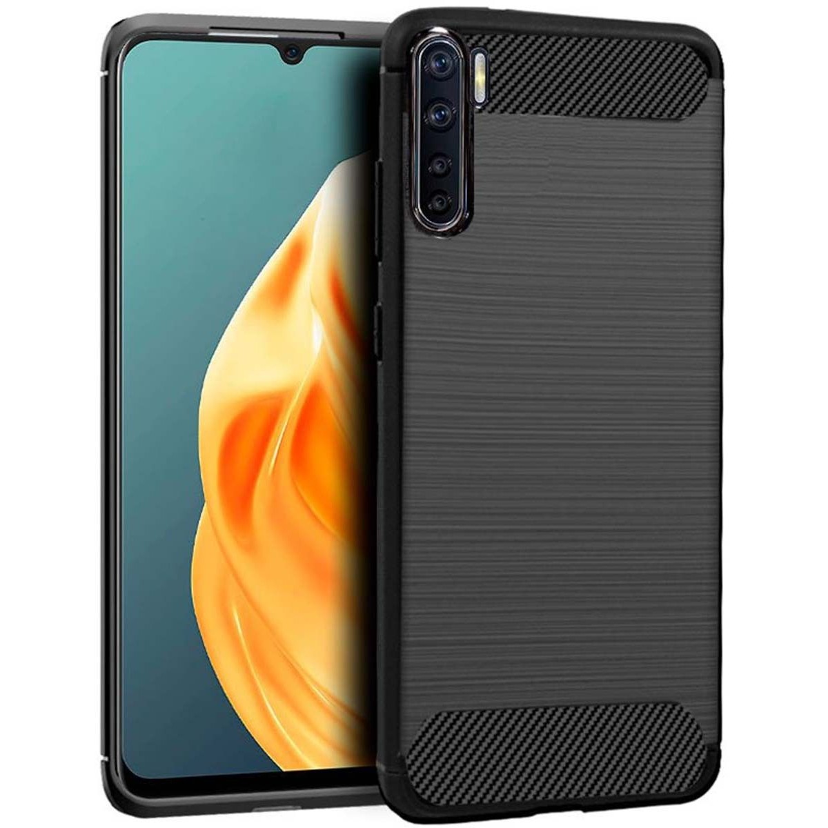 Funda Gel Tpu Tipo Carbon Negra para Oppo A91