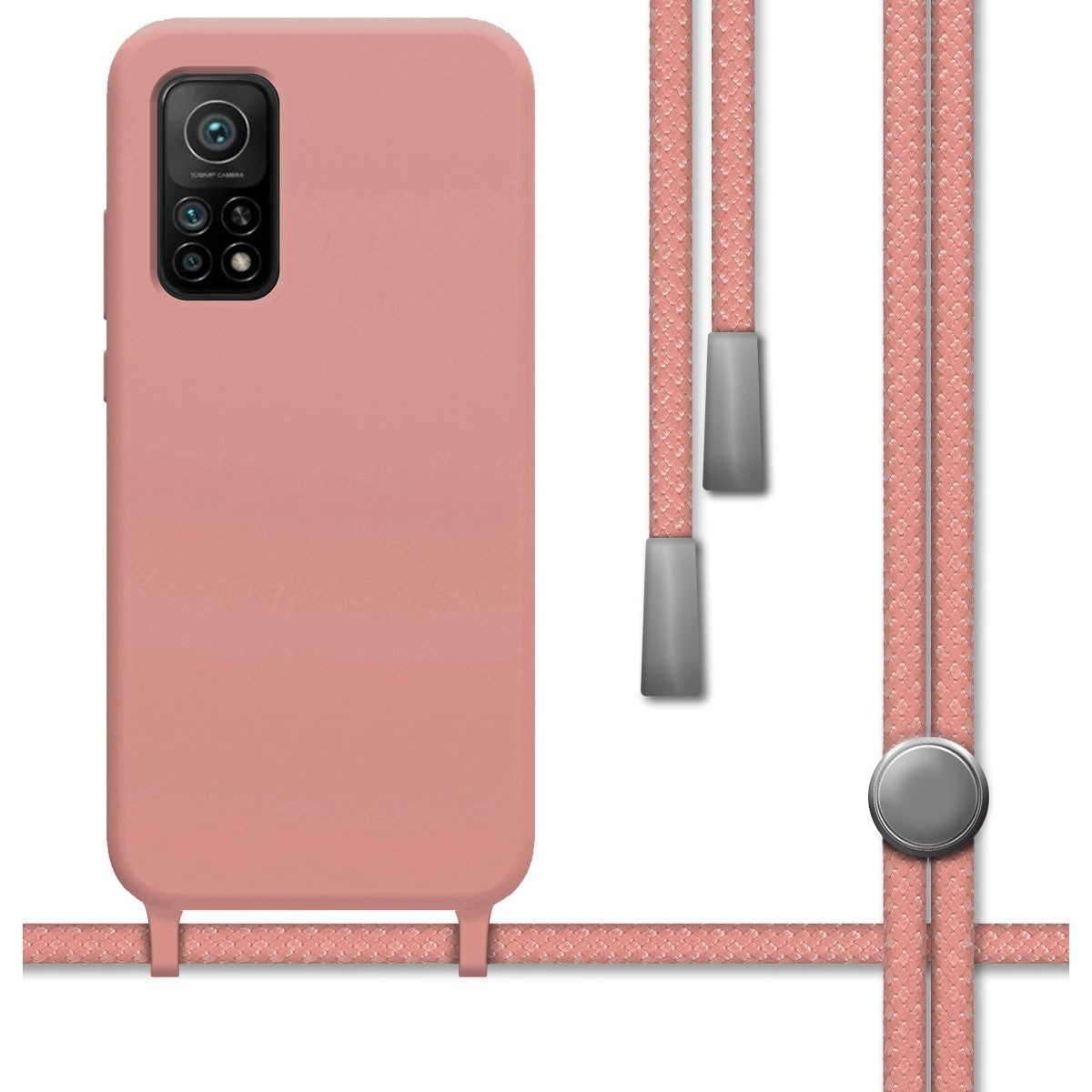Funda Silicona Líquida con Cordón para Xiaomi Mi 10T / Mi 10T Pro color Rosa