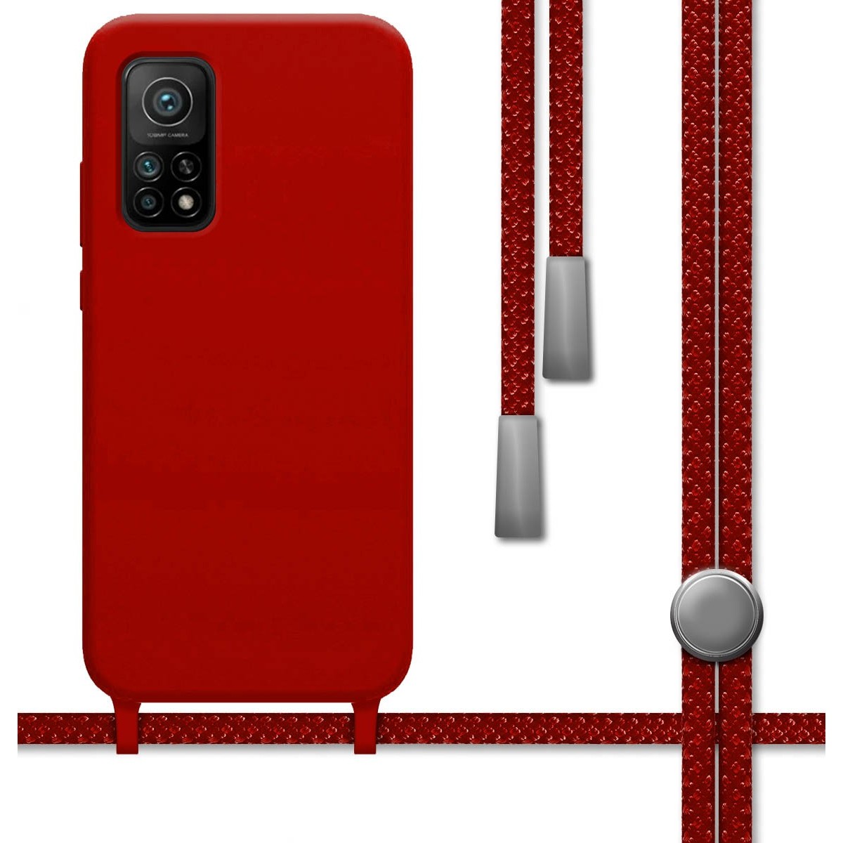 Funda Silicona Líquida con Cordón para Xiaomi Mi 10T / Mi 10T Pro color Roja