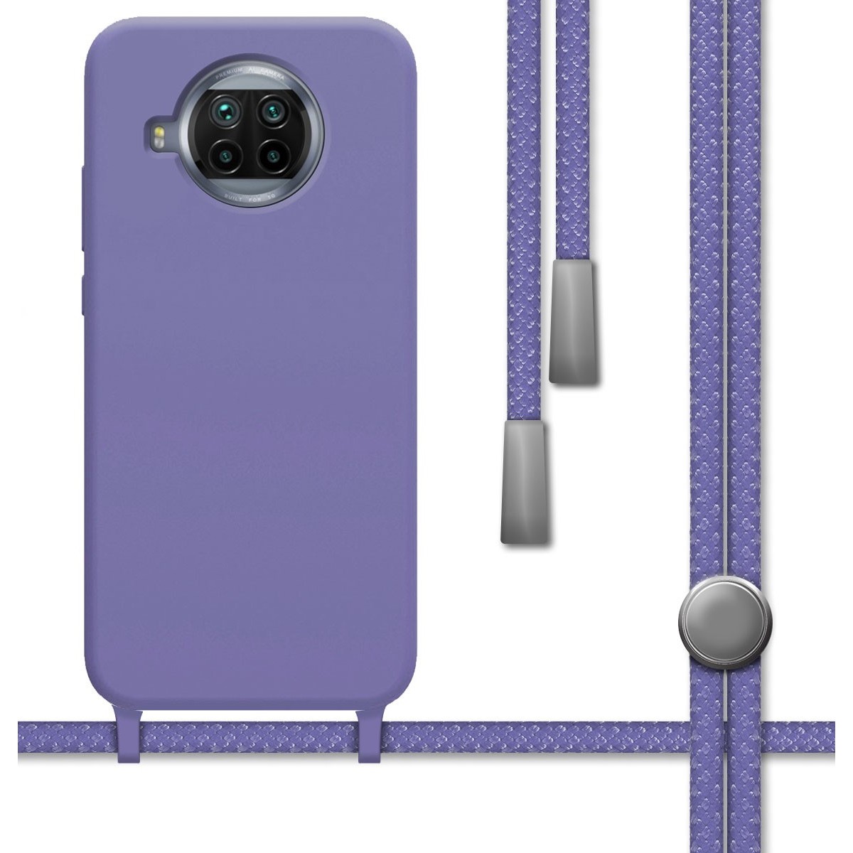 Funda Silicona Líquida con Cordón para Xiaomi Mi 10T Lite color Morada