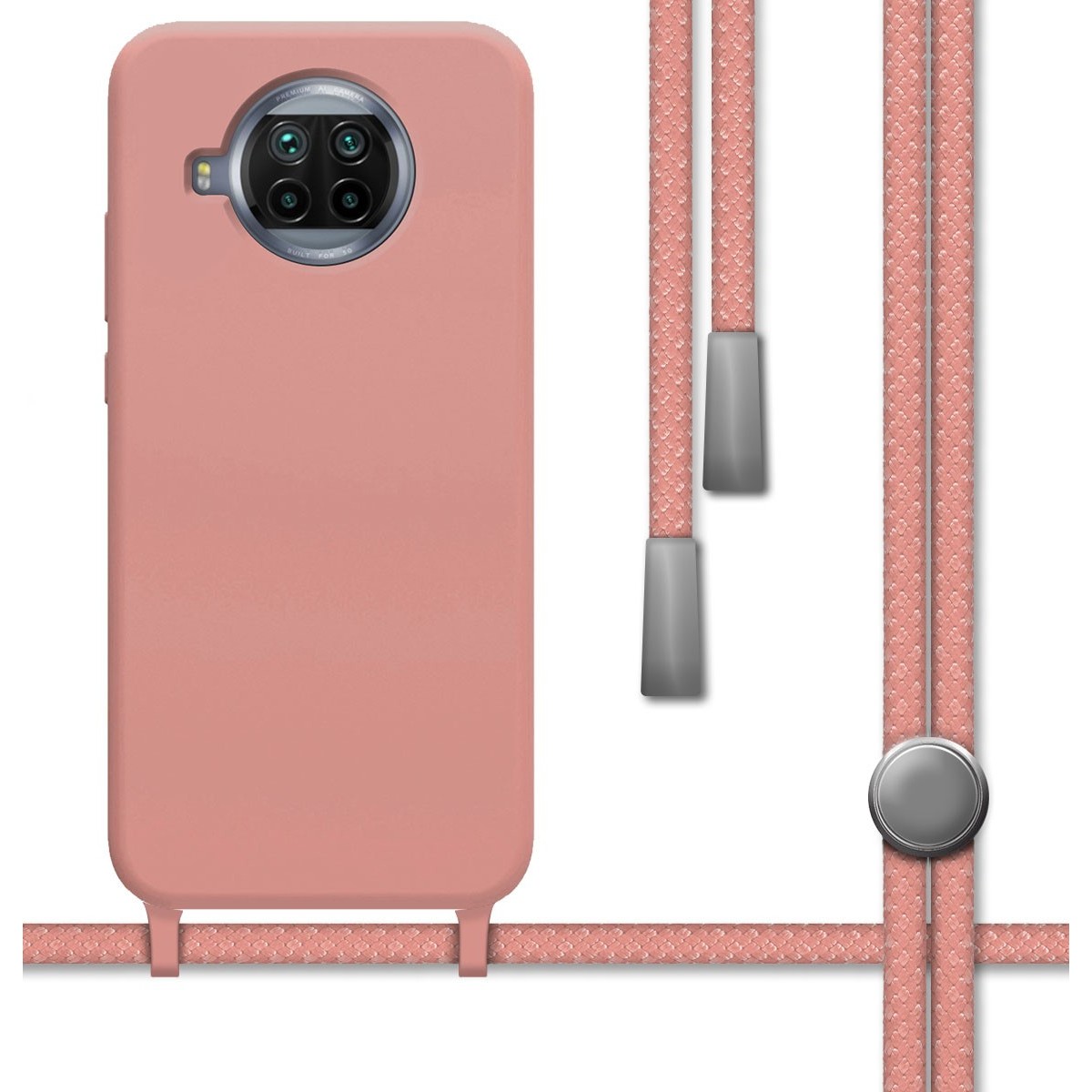 Funda Silicona Líquida con Cordón para Xiaomi Mi 10T Lite color Rosa