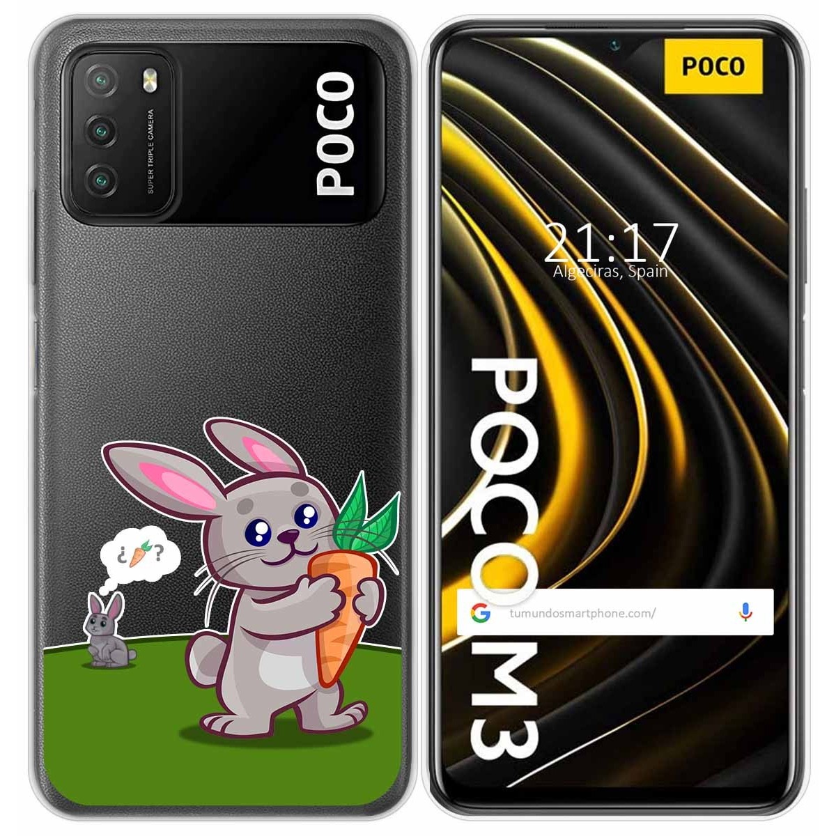 Funda Gel Transparente para Xiaomi POCO M3 / Redmi 9T diseño Conejo Dibujos