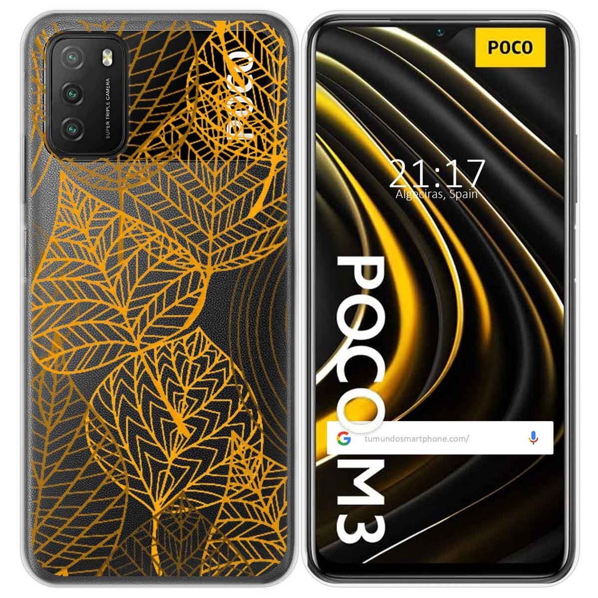 Funda Gel Transparente para Xiaomi POCO M3 / Redmi 9T diseño Hojas Dibujos