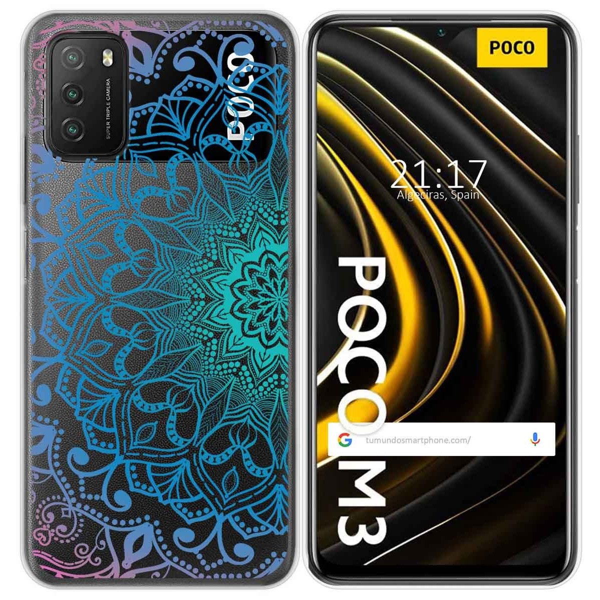 Funda Gel Transparente para Xiaomi POCO M3 / Redmi 9T diseño Mandala Dibujos