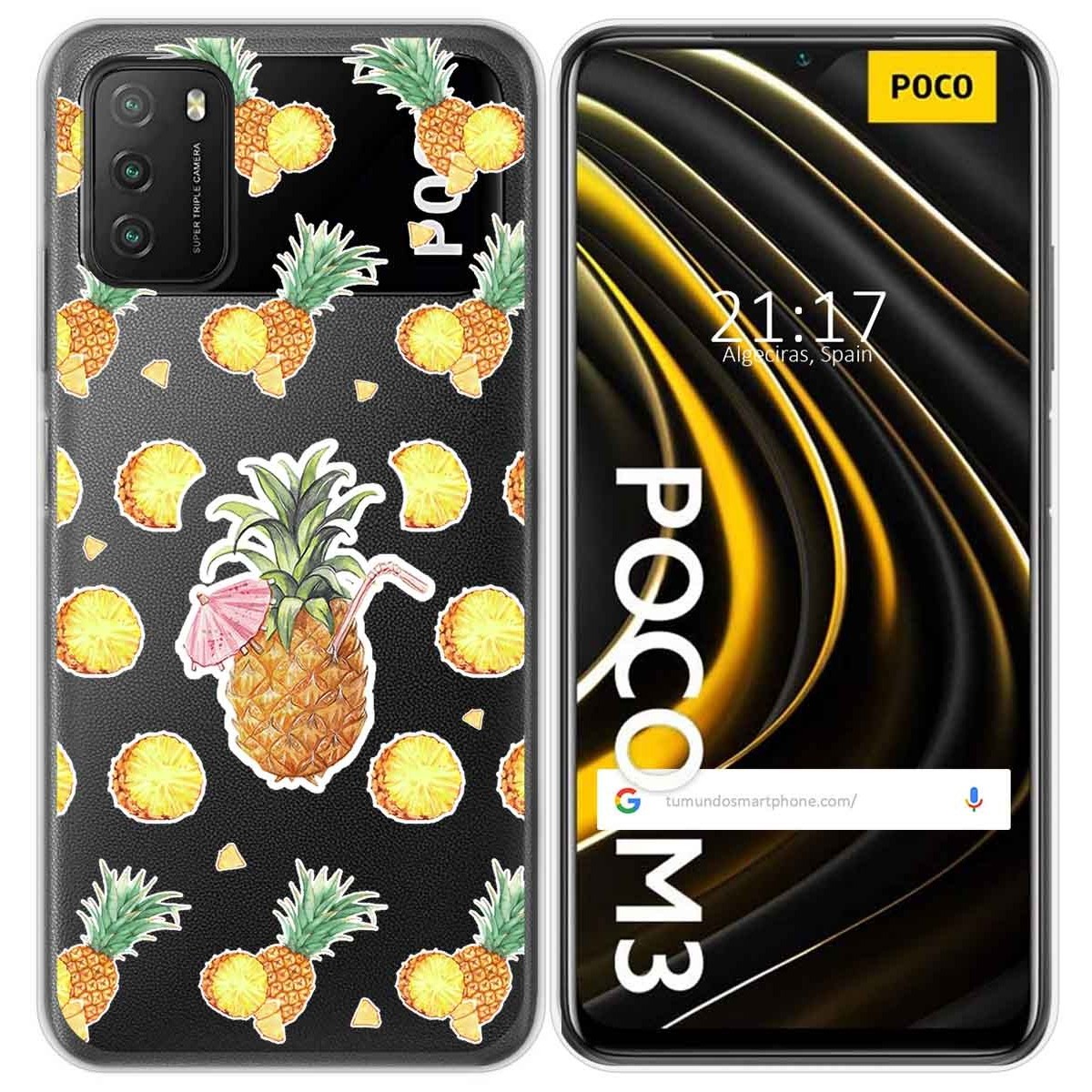 Funda Gel Transparente para Xiaomi POCO M3 / Redmi 9T diseño Piña Dibujos