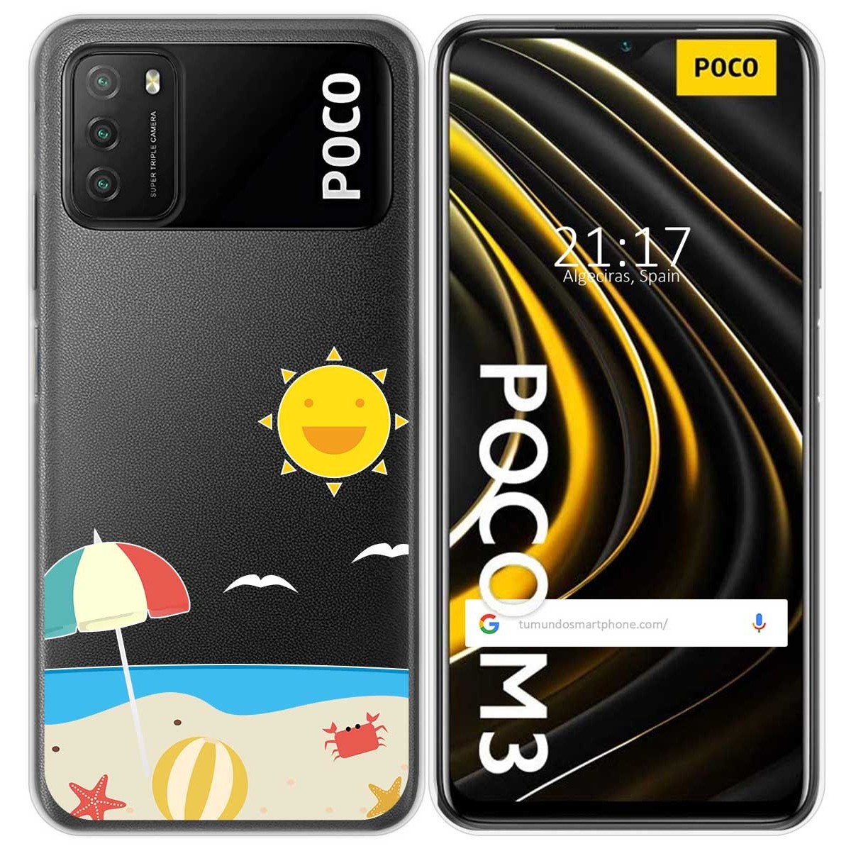 Funda Gel Transparente para Xiaomi POCO M3 / Redmi 9T diseño Playa Dibujos
