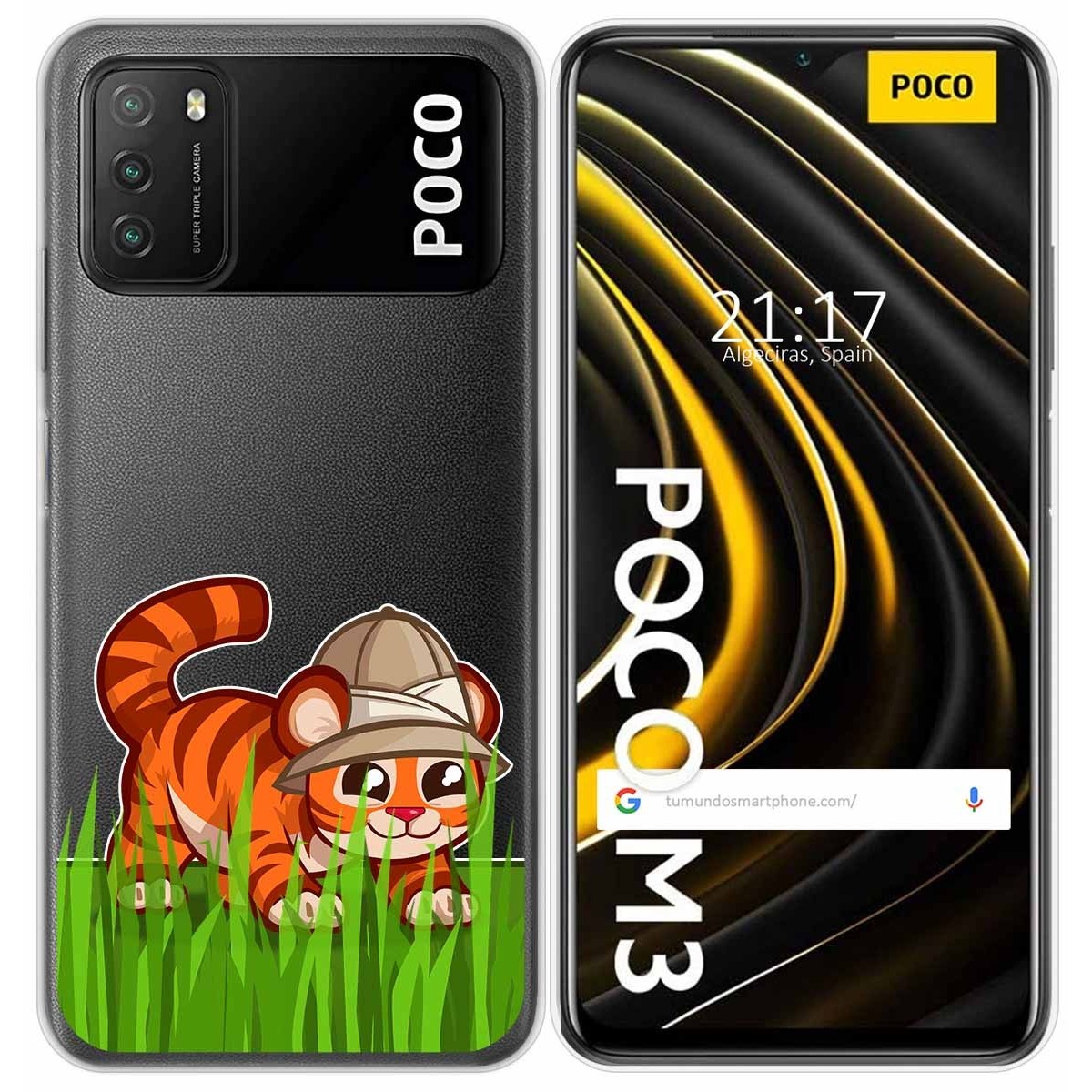 Funda Gel Transparente para Xiaomi POCO M3 / Redmi 9T diseño Tigre Dibujos