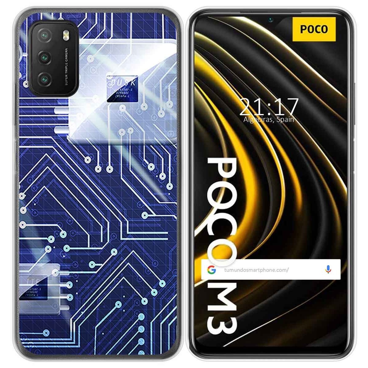 Funda Gel Tpu para Xiaomi POCO M3 / Redmi 9T diseño Circuito Dibujos