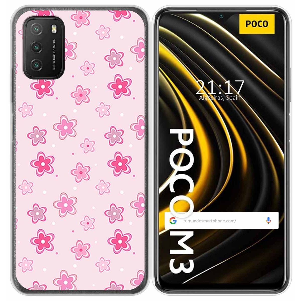 Funda Gel Tpu para Xiaomi POCO M3 / Redmi 9T diseño Flores Dibujos