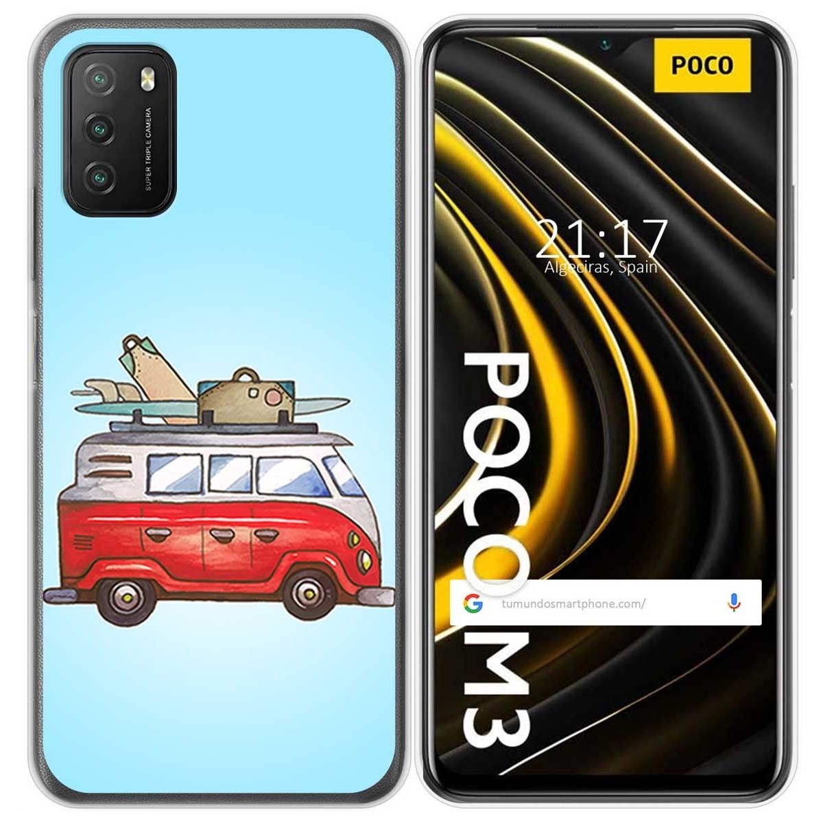 Funda Gel Tpu para Xiaomi POCO M3 / Redmi 9T diseño Furgoneta Dibujos