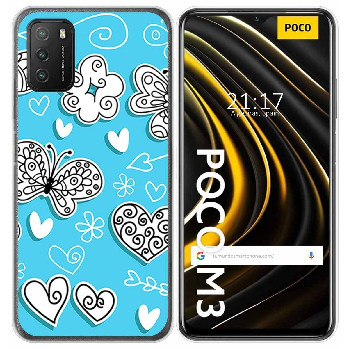 Funda Gel Tpu para Xiaomi POCO M3 / Redmi 9T diseño Mariposas Dibujos