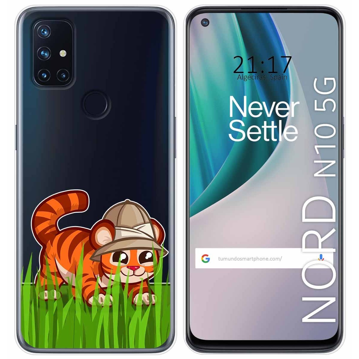 Funda Gel Transparente para Oneplus Nord N10 5G diseño Tigre Dibujos