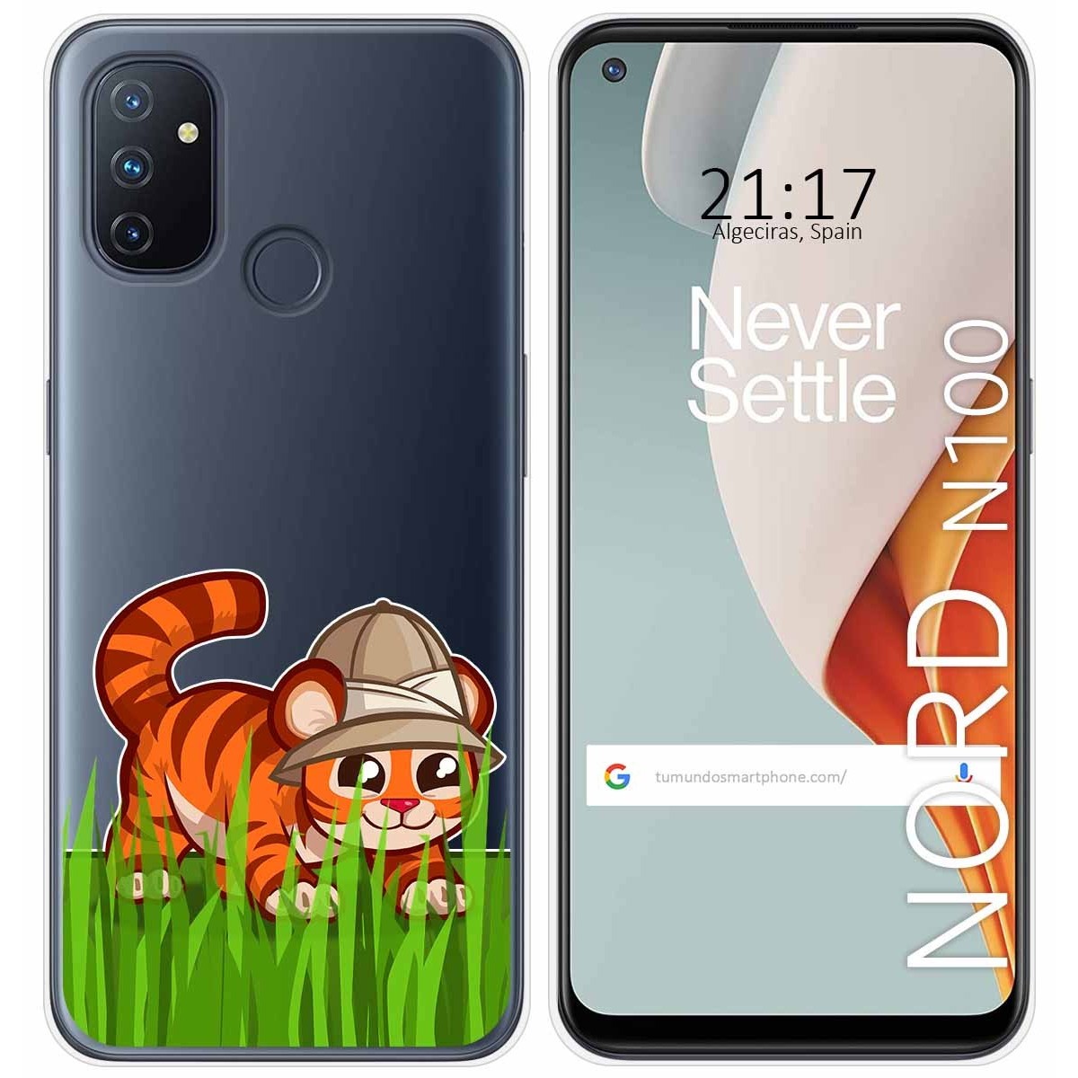Funda Gel Transparente para Oneplus Nord N100 diseño Tigre Dibujos