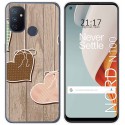 Funda Gel Tpu para Oneplus Nord N100 diseño Corazones Madera Dibujos