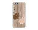 Funda Gel Tpu para Xiaomi Mi6 Diseño Corazones Madera Dibujos