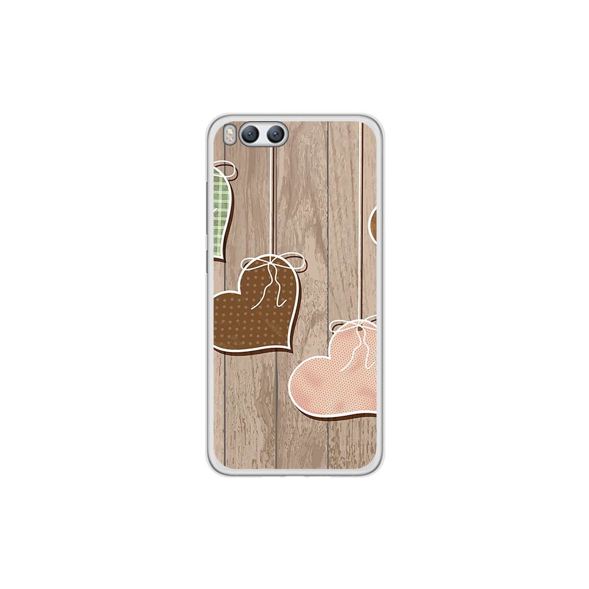 Funda Gel Tpu para Xiaomi Mi6 Diseño Corazones Madera Dibujos
