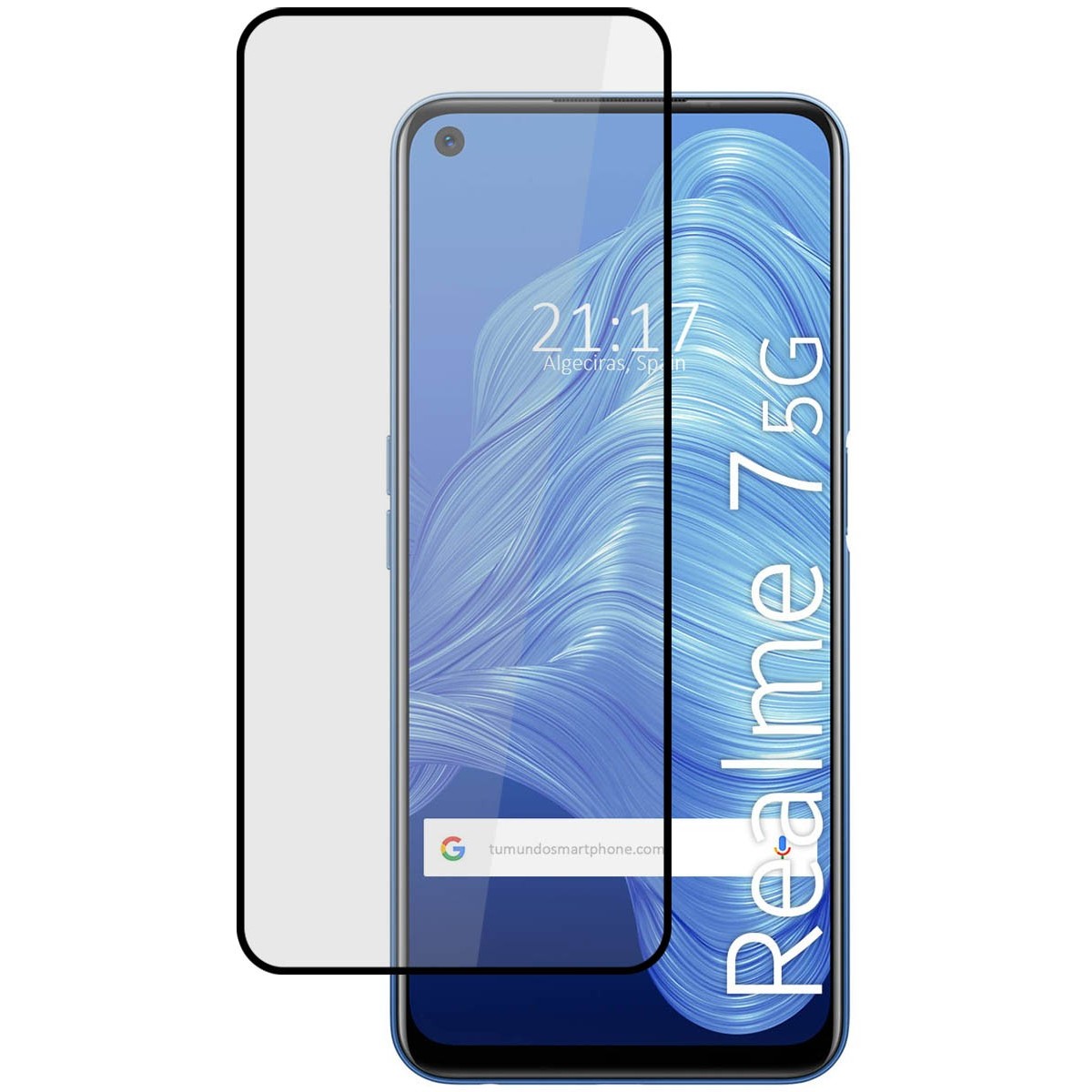 Protector Cristal Templado Completo 5D Full Glue Negro para Realme 7 5G Vidrio