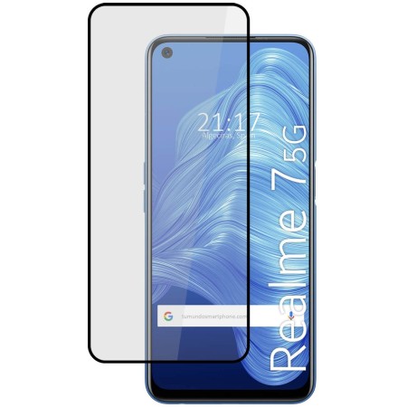 Protector Cristal Templado Completo 5D Full Glue Negro para Realme 7 5G Vidrio