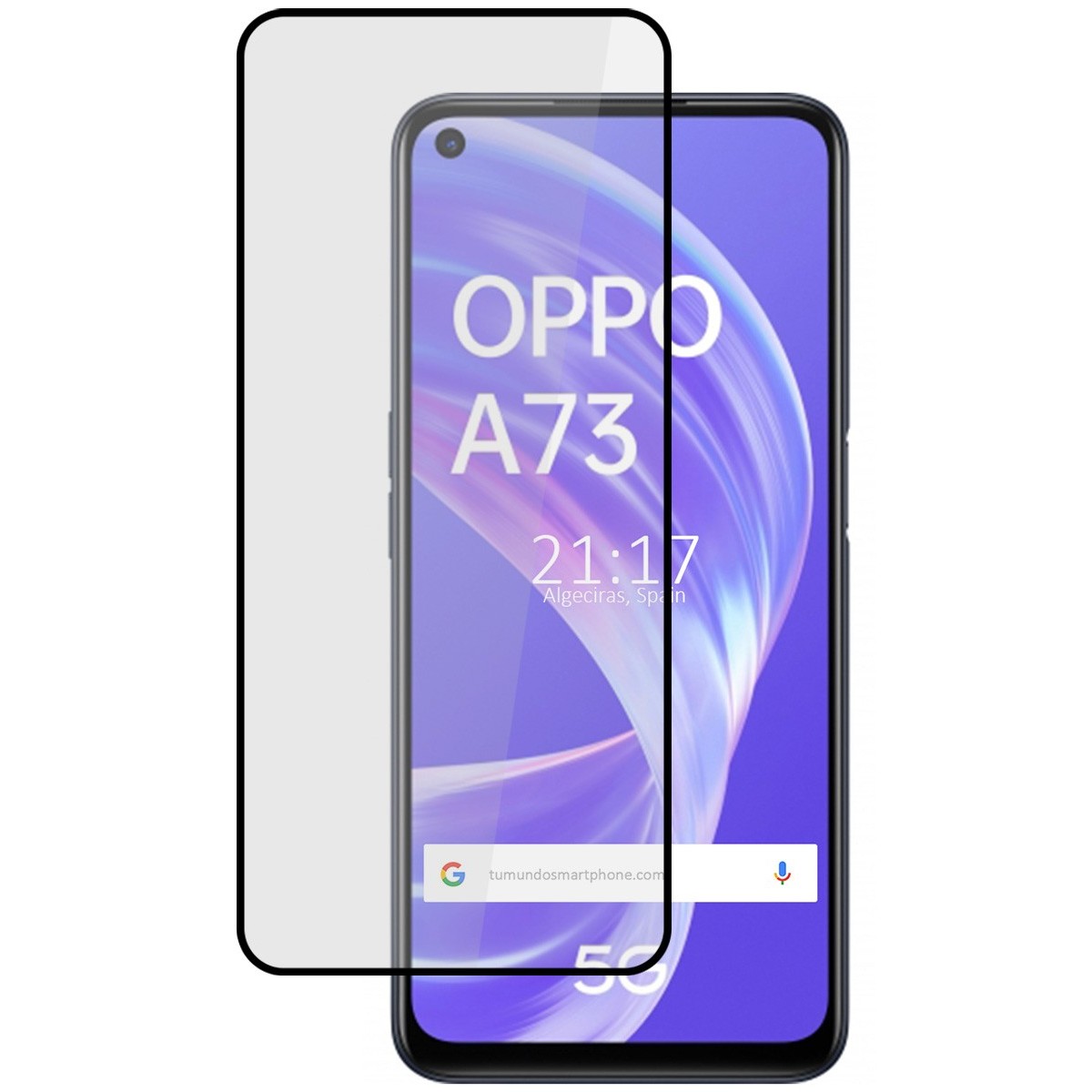 Protector Cristal Templado Completo 5D Full Glue Negro para Oppo A73 5G Vidrio