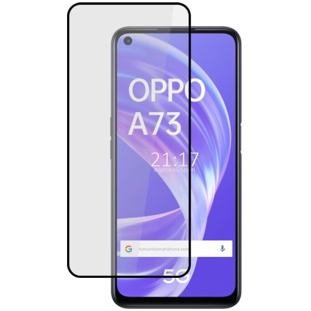 Protector Cristal Templado Completo 5D Full Glue Negro para Oppo A73 5G Vidrio
