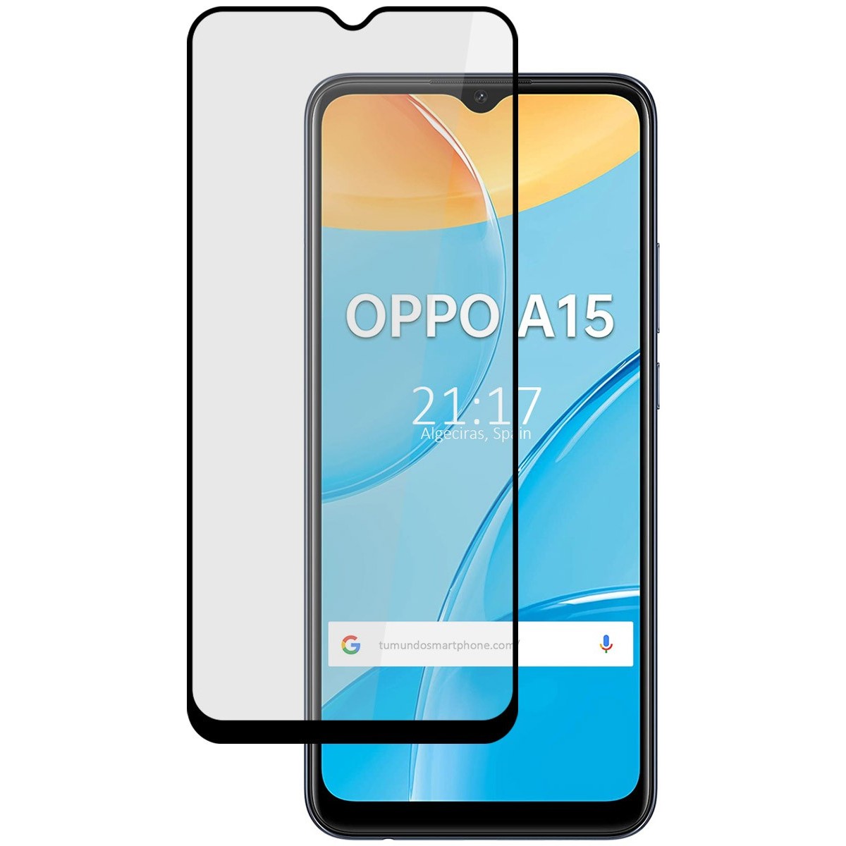 Protector Cristal Templado Completo 5D Full Glue Negro para Oppo A15 Vidrio