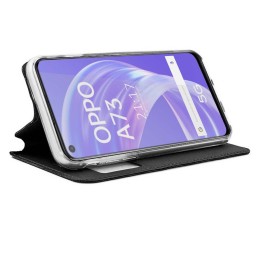 Funda Libro Soporte con Ventana para Oppo A73 5G Color Negra 2