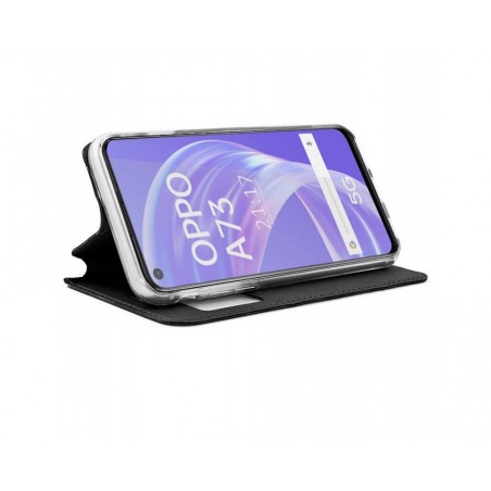 Funda Libro Soporte con Ventana para Oppo A73 5G Color Negra
