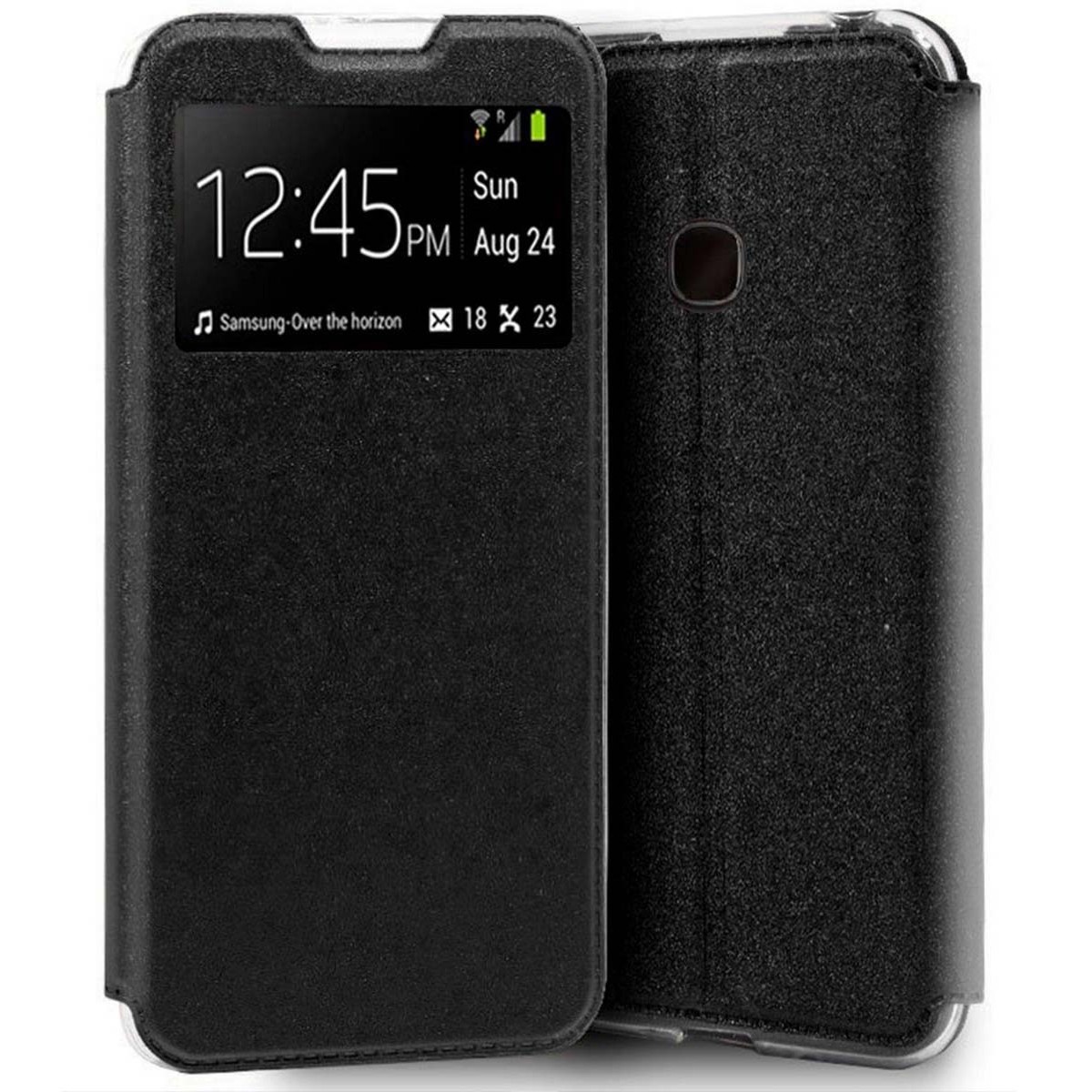 Funda Libro Soporte con Ventana para Oppo A15 Color Negra