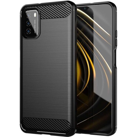 Funda Gel Tpu Tipo Carbon Negra para Xiaomi POCO M3 / Redmi 9T