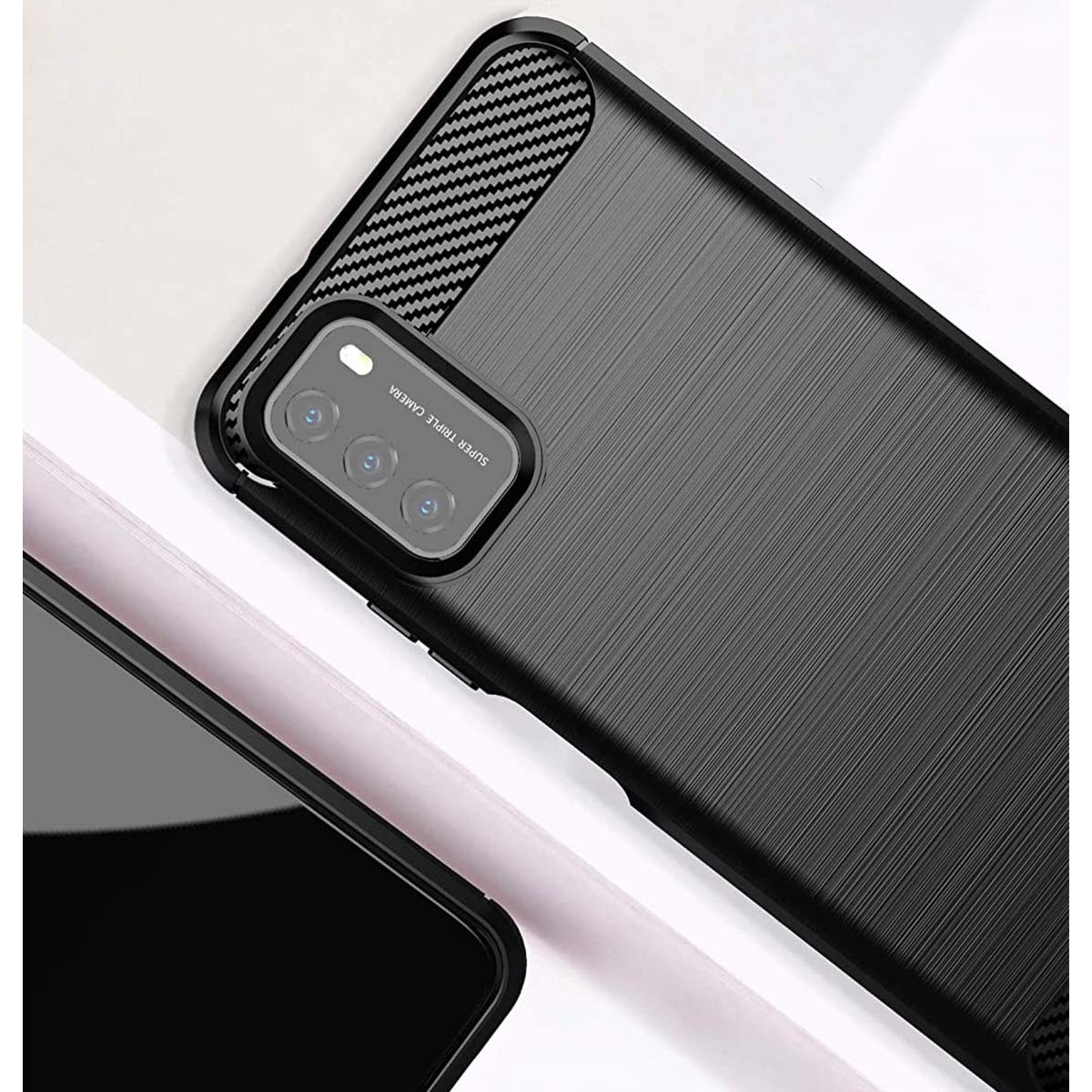 Funda Gel Tpu Tipo Carbon Negra para Xiaomi POCO M3 / Redmi 9T