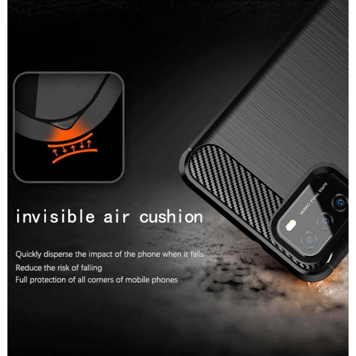 Funda Gel Tpu Tipo Carbon Negra para Xiaomi POCO M3 / Redmi 9T