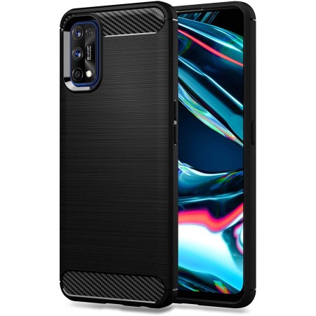 Funda Gel Tpu Tipo Carbon Negra para Realme 7 5G