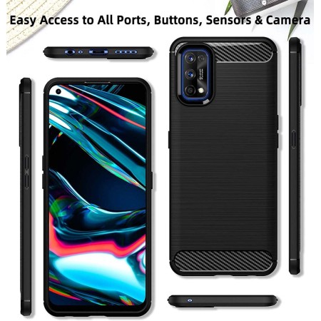 Funda Gel Tpu Tipo Carbon Negra para Realme 7 5G
