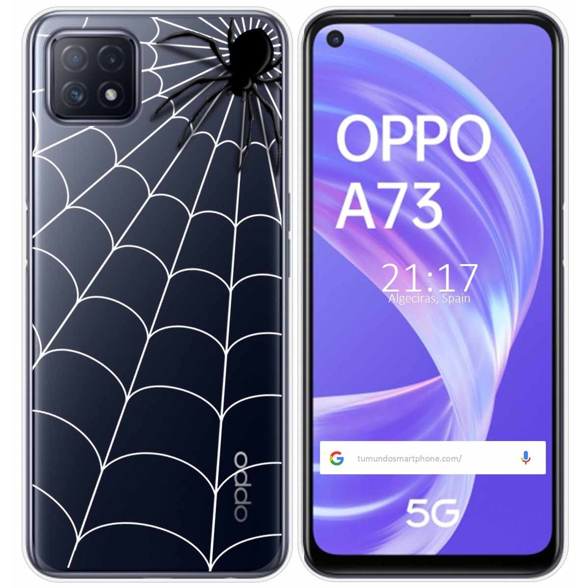 Funda Gel Transparente para Oppo A73 5G diseño Araña Dibujos