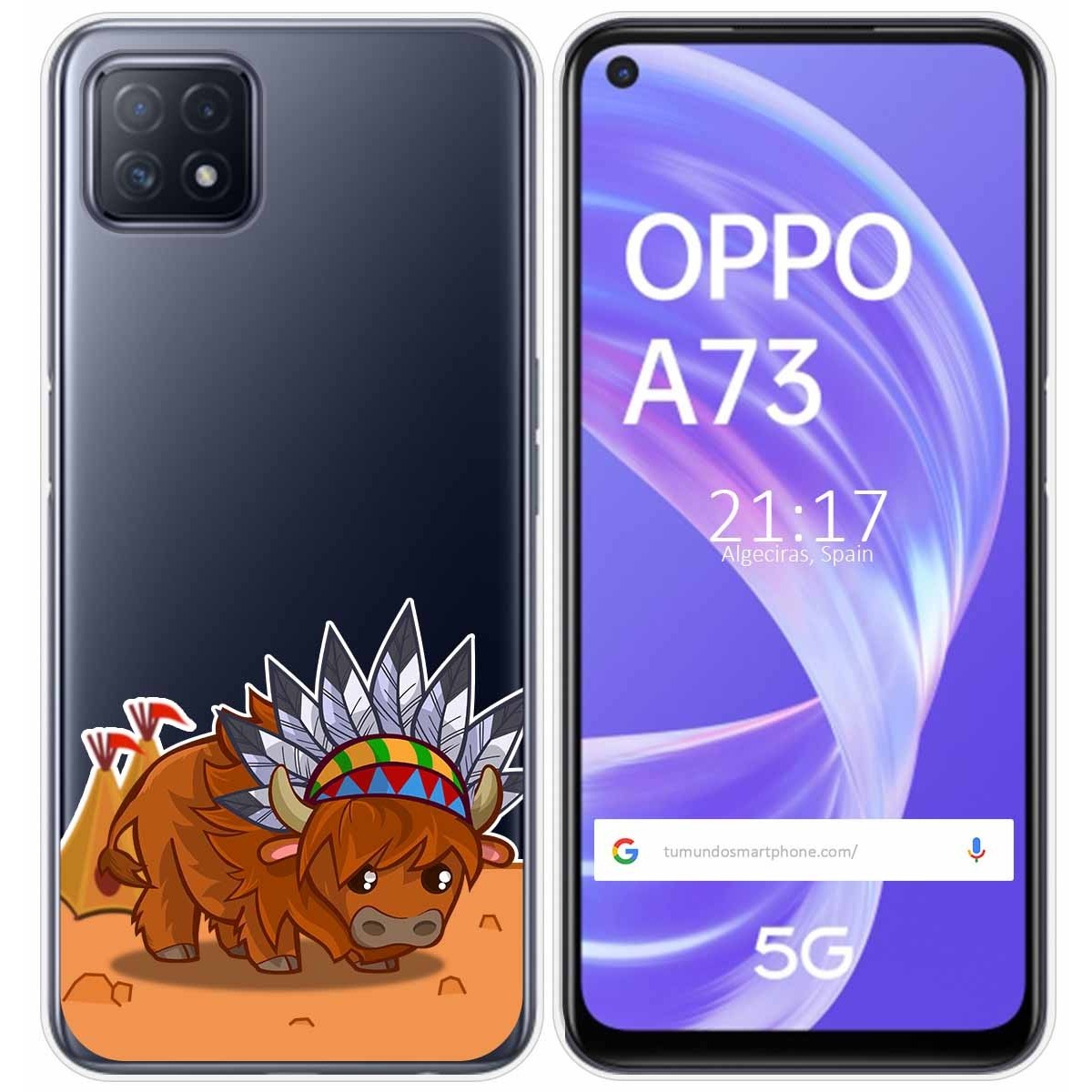Funda Gel Transparente para Oppo A73 5G diseño Bufalo Dibujos