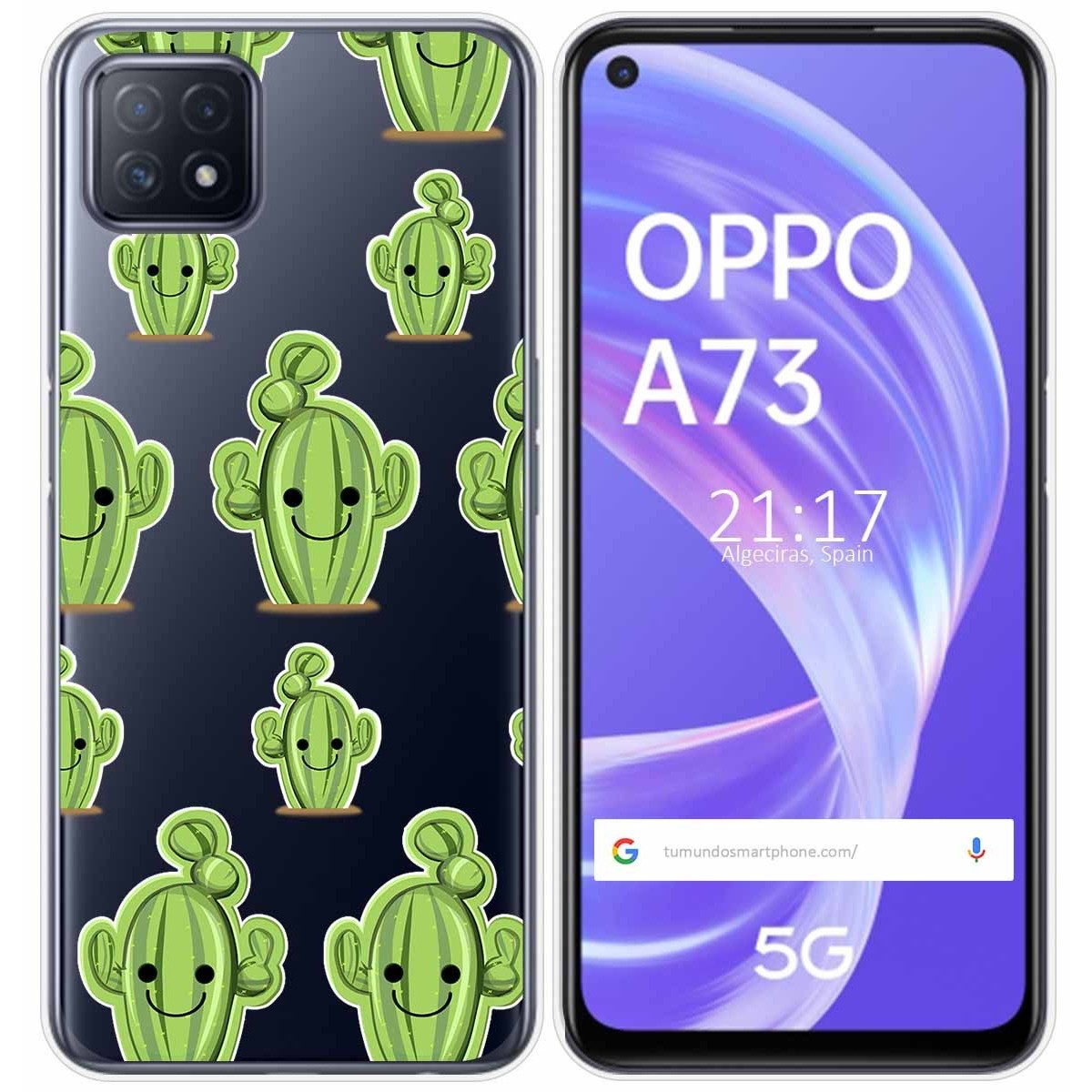 Funda Gel Transparente para Oppo A73 5G diseño Cactus Dibujos