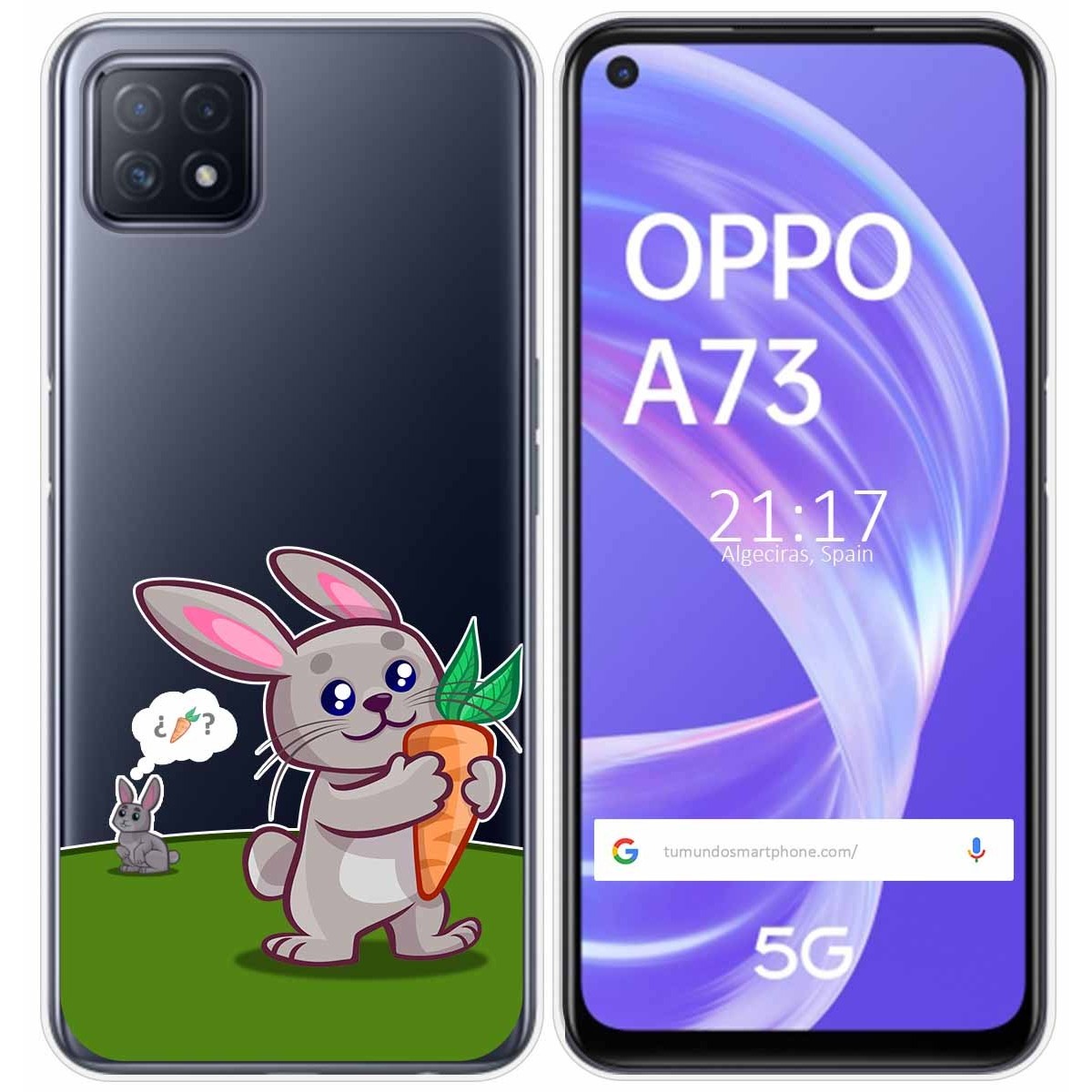 Funda Gel Transparente para Oppo A73 5G diseño Conejo Dibujos