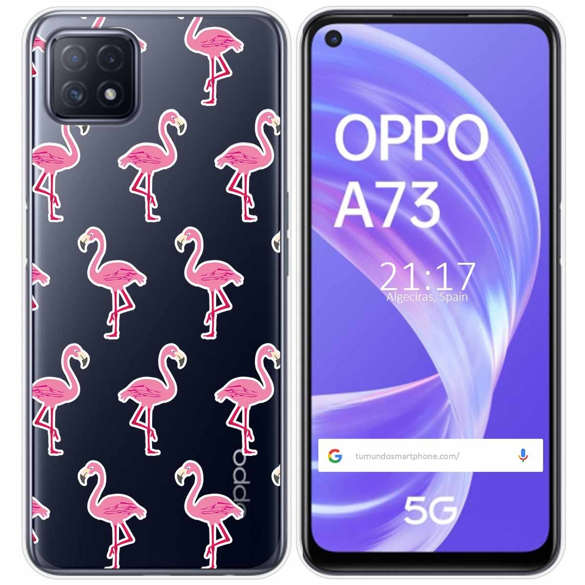 Funda Gel Transparente para Oppo A73 5G diseño Flamenco Dibujos