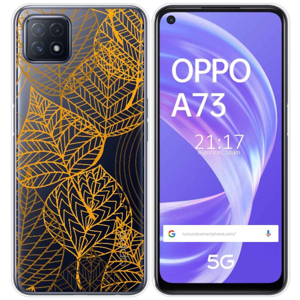 Funda Gel Transparente para Oppo A73 5G diseño Hojas Dibujos