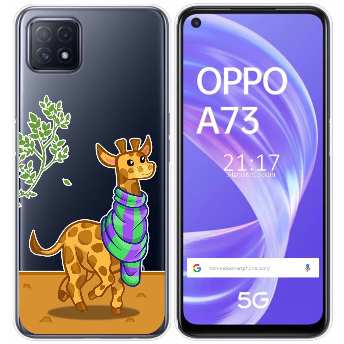 Funda Gel Transparente para Oppo A73 5G diseño Jirafa Dibujos