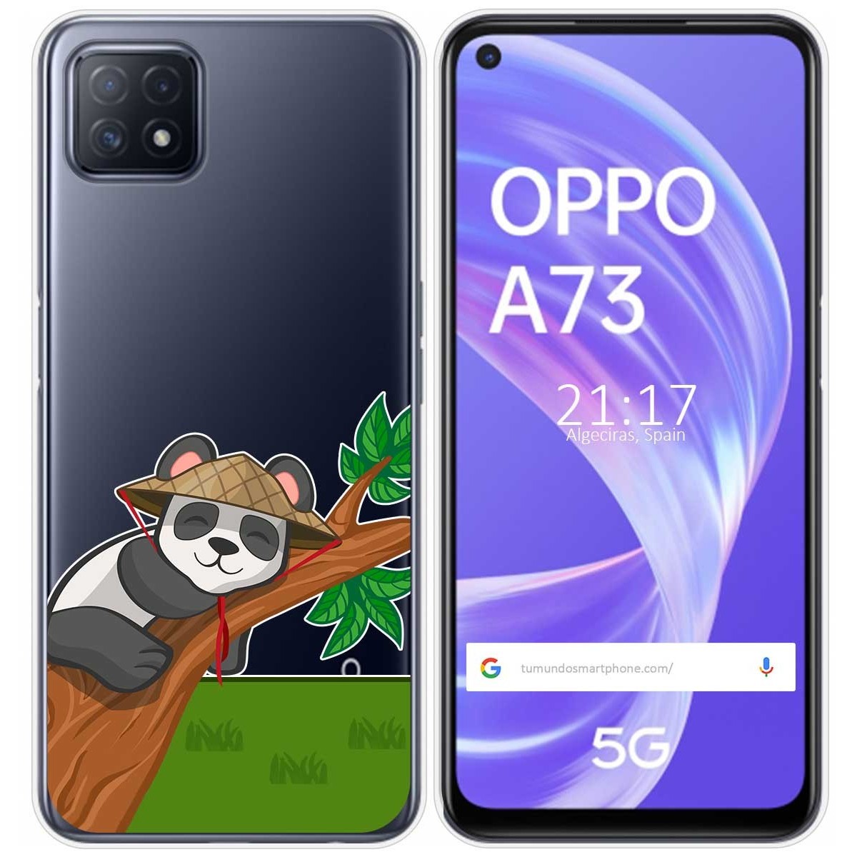 Funda Gel Transparente para Oppo A73 5G diseño Panda Dibujos