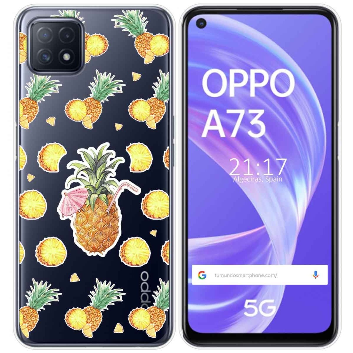 Funda Gel Transparente para Oppo A73 5G diseño Piña Dibujos