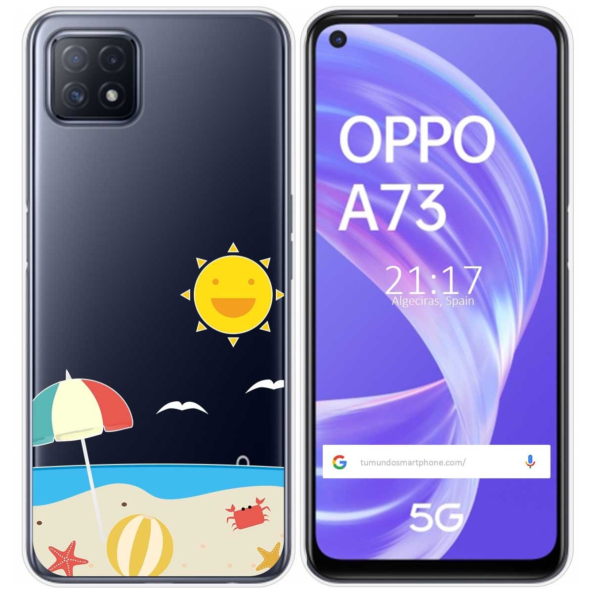 Funda Gel Transparente para Oppo A73 5G diseño Playa Dibujos
