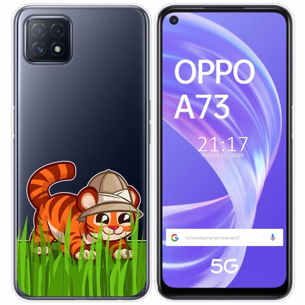 Funda Gel Transparente para Oppo A73 5G diseño Tigre Dibujos