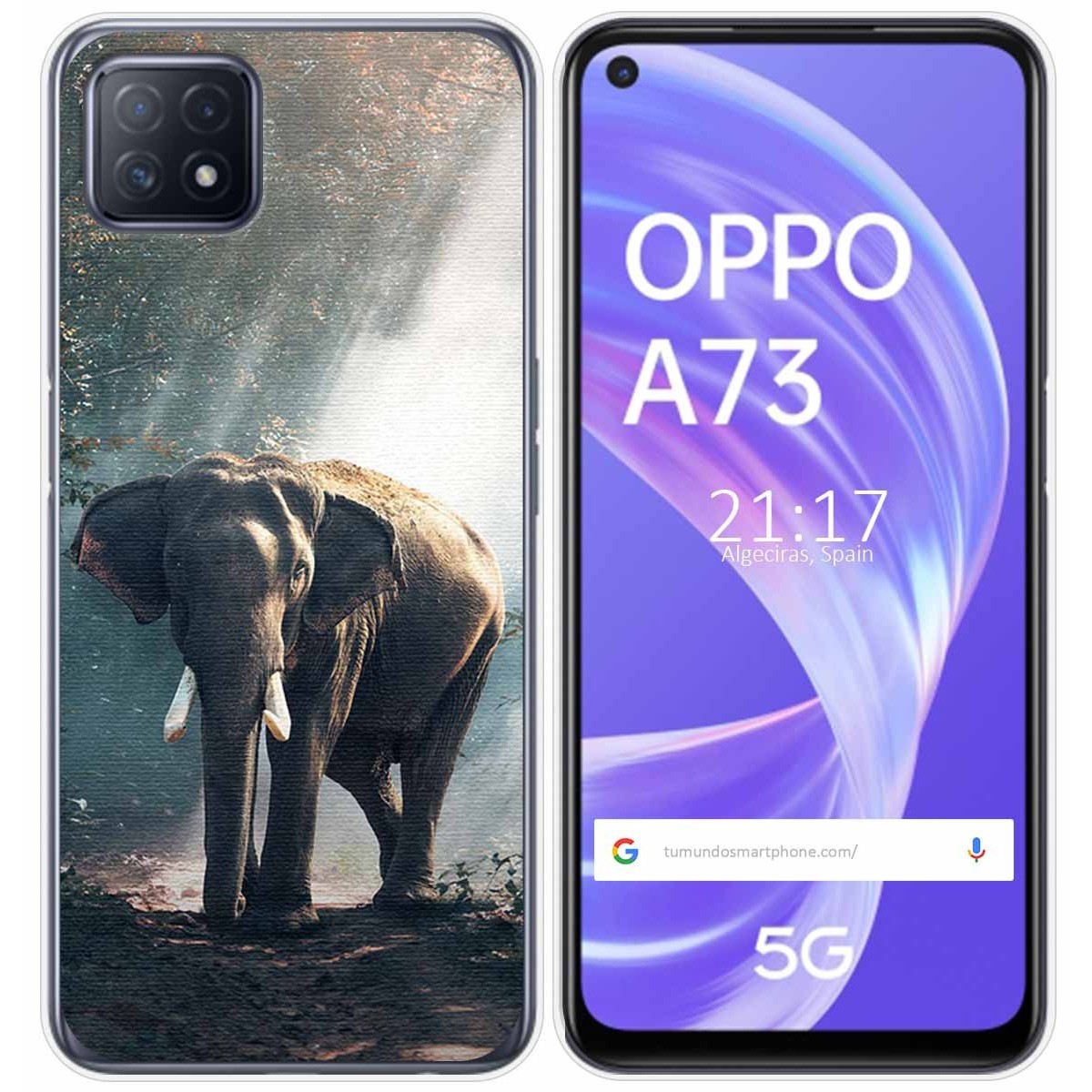 Funda Gel Tpu para Oppo A73 5G diseño Elefante Dibujos
